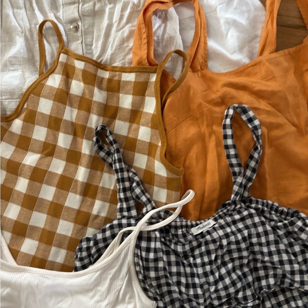 Madewell Black and White Sleeveless Crop Tank Top